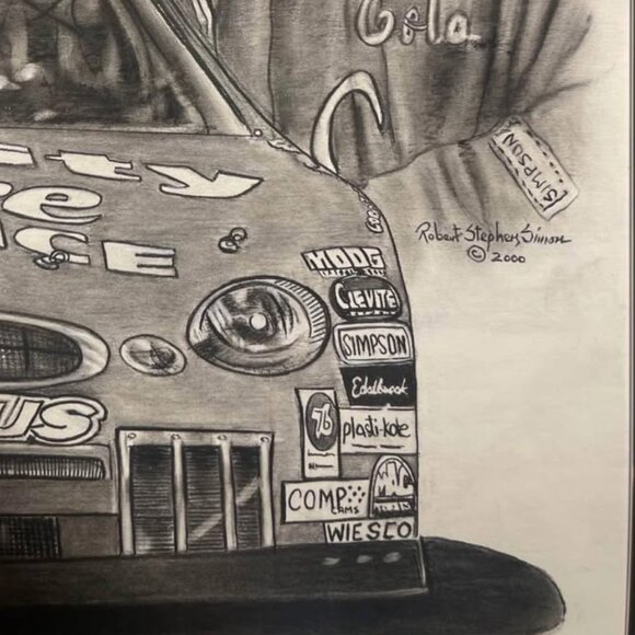 Dale Jarrett original charcoal drawing by Robert Stephen Simon 2000 (29.5x25) - Picture 5 of 5